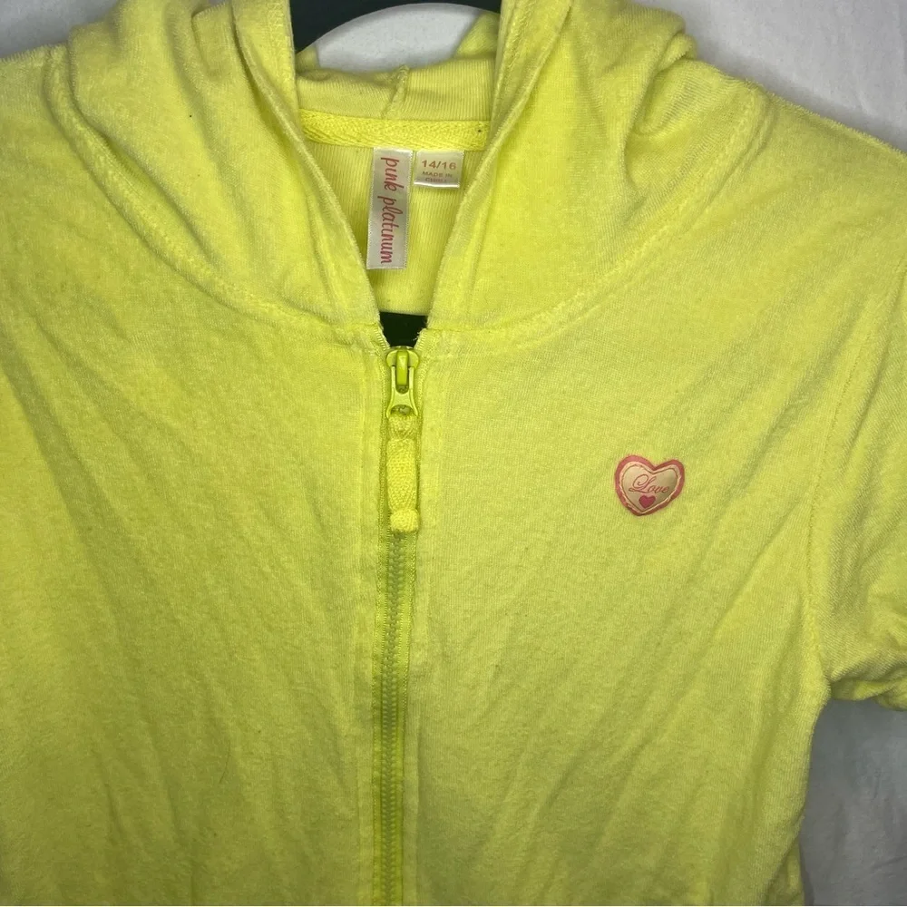 Pink Platinum 14/16 Girls Yellow Bathing Suit Cover Up Zippered PRELOVED